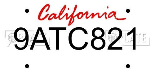 9ATC821 California License Plate