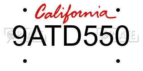 9ATD550 California License Plate