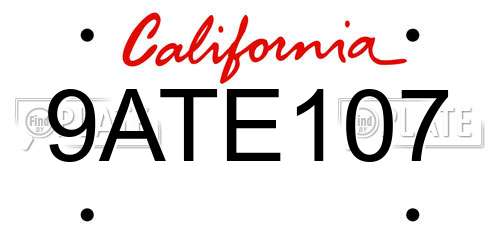 9ATE107 California License Plate