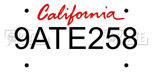 9ATE258 California License Plate