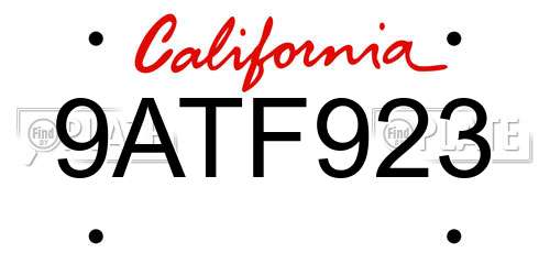 9ATF923 California License Plate
