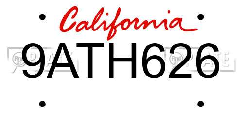 9ATH626 California License Plate
