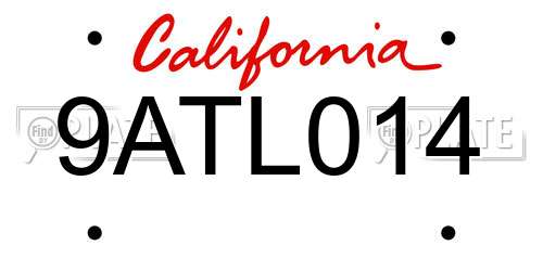 9ATL014 California License Plate