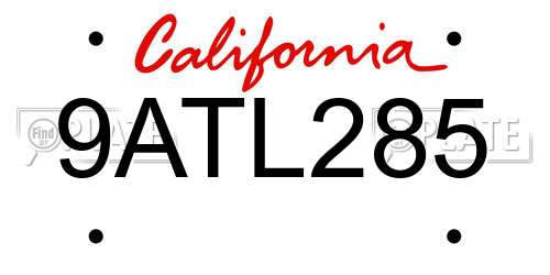 9ATL285 California License Plate