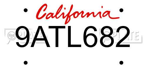 9ATL682 California License Plate
