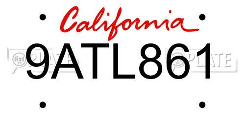 9ATL861 California License Plate