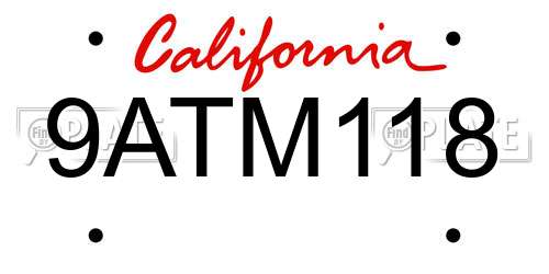 9ATM118 California License Plate
