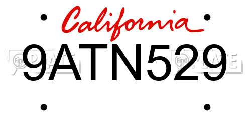 9ATN529 California License Plate