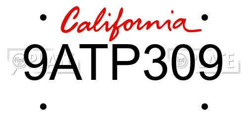 9ATP309 California License Plate