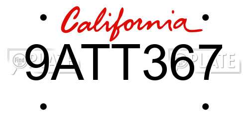 9ATT367 California License Plate