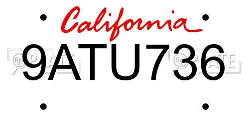 9ATU736 California License Plate