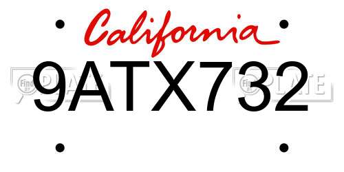 9ATX732 California License Plate
