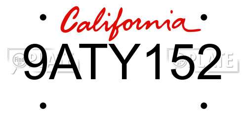 9ATY152 California License Plate