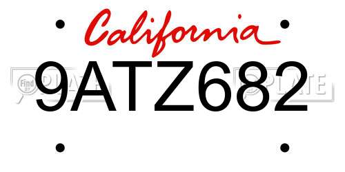 9ATZ682 California License Plate