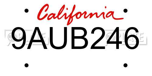9AUB246 California License Plate