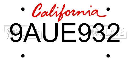 9AUE932 California License Plate
