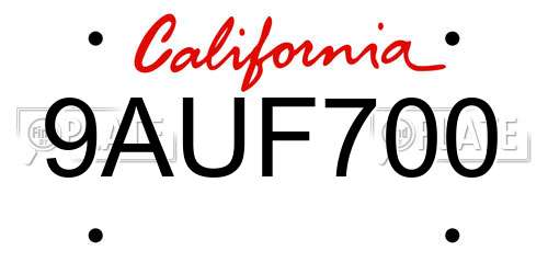 9AUF700 California License Plate