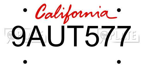 9AUT577 California License Plate