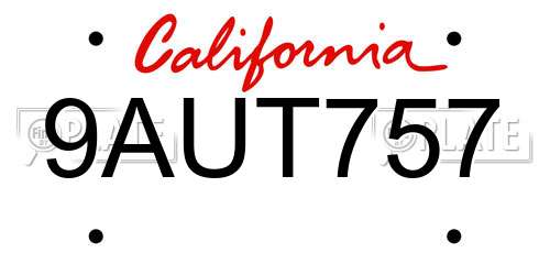 9AUT757 California License Plate
