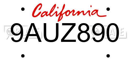 9AUZ890 California License Plate