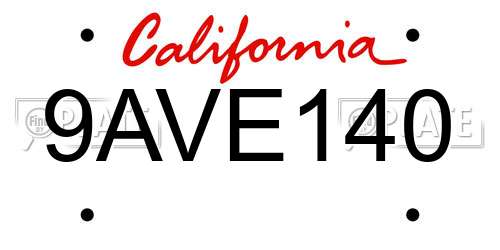 9AVE140 California License Plate