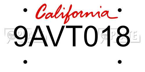9AVT018 California License Plate