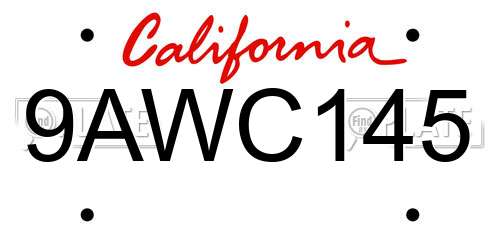 9AWC145 California License Plate