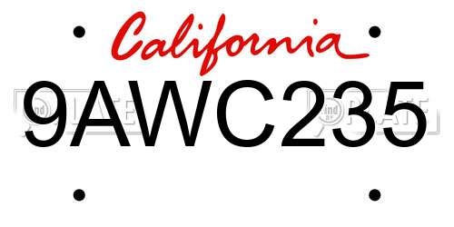 9AWC235 California License Plate