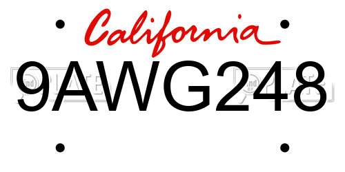 9AWG248 California License Plate