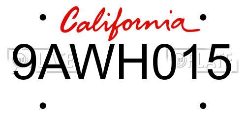 9AWH015 California License Plate