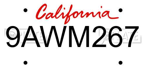 9AWM267 California License Plate