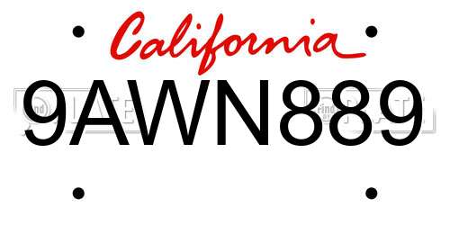 9AWN889 California License Plate
