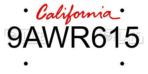9AWR615 California License Plate