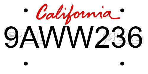 9AWW236 California License Plate