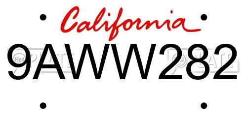 9AWW282 California License Plate