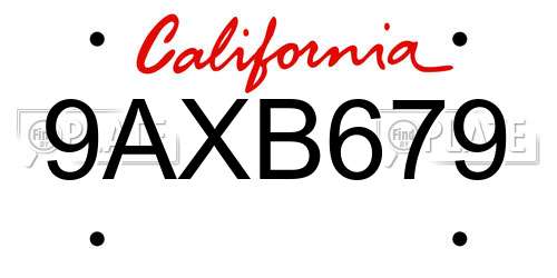 9AXB679 California License Plate