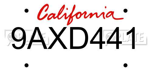 9AXD441 California License Plate