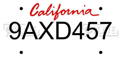 9AXD457 California License Plate
