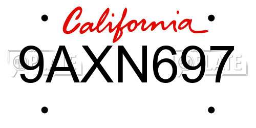 9AXN697 California License Plate