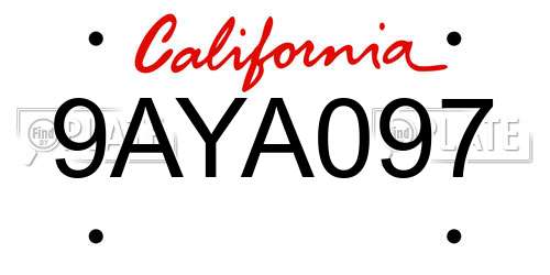 9AYA097 California License Plate