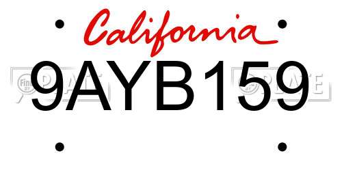 9AYB159 California License Plate