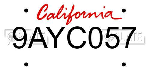 9AYC057 California License Plate