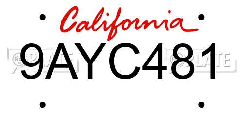 9AYC481 California License Plate