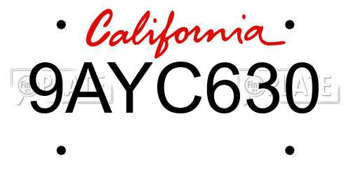 9AYC630 California License Plate