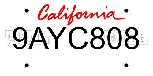 9AYC808 California License Plate