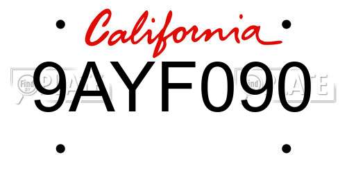 9AYF090 California License Plate