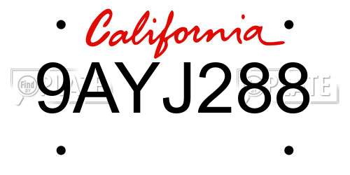 9AYJ288 California License Plate