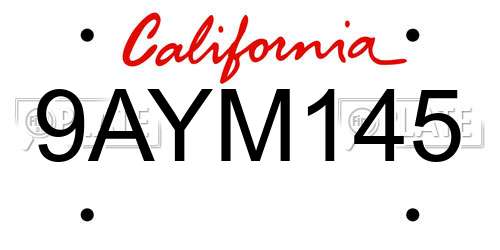 9AYM145 California License Plate