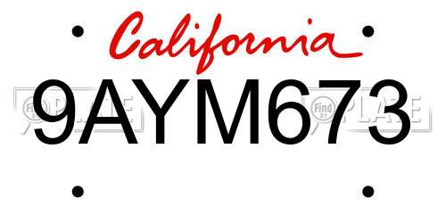 9AYM673 California License Plate