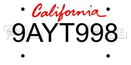 9AYT998 California License Plate